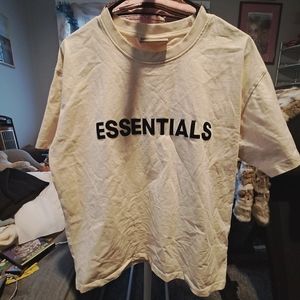 Essentials FEAR OF GOD Pale Yellow Spellout T-Shirt
